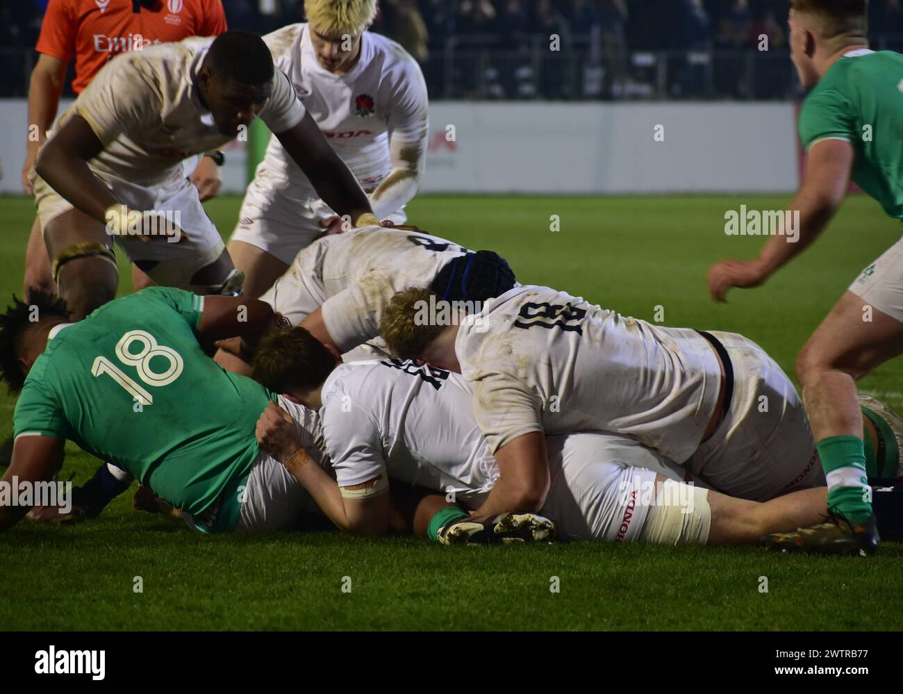 England und Irland Six Nations U20 Match im Recreation Ground, Bath, England. März 2024 Stockfoto