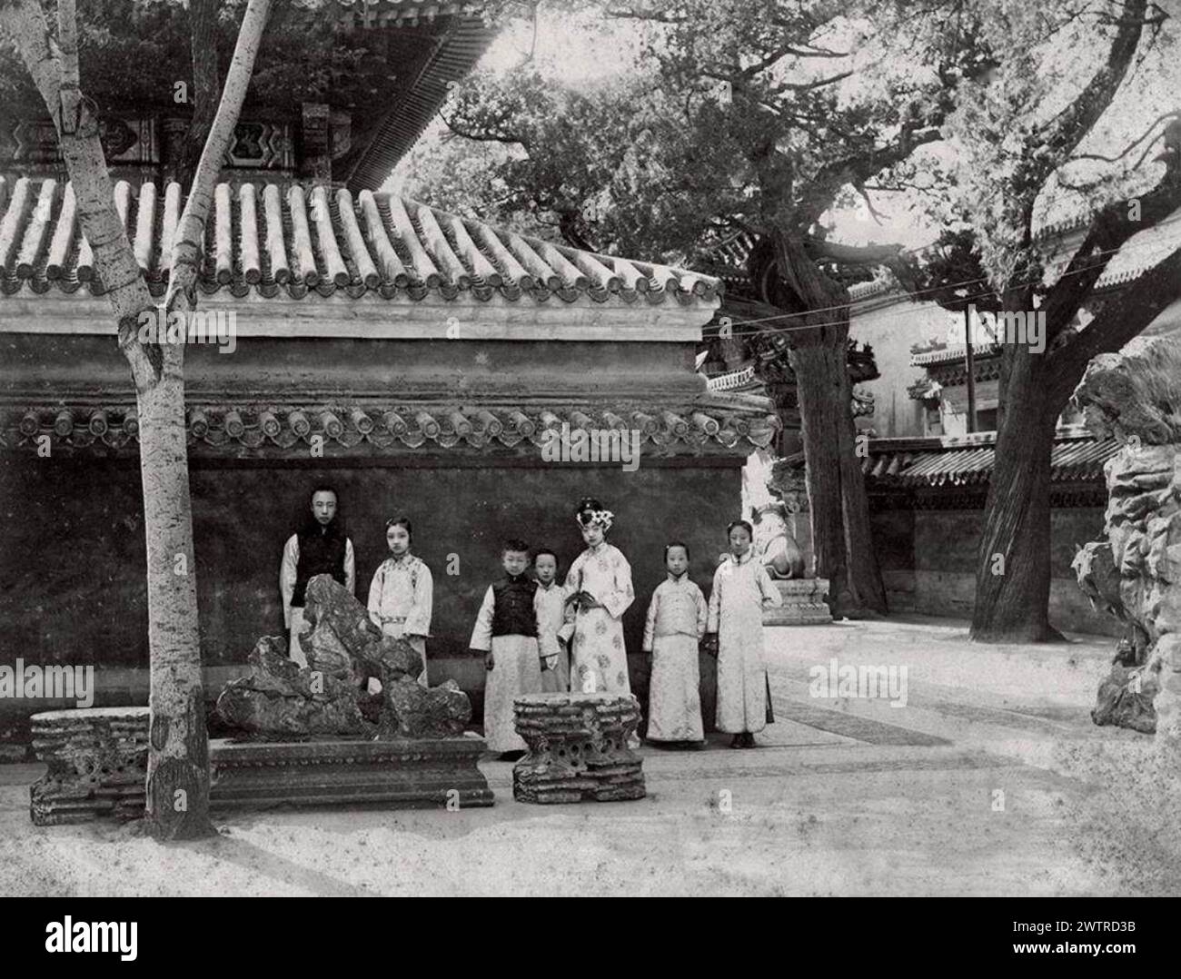 Puyi, Runqi und Wanrong in der Verbotenen Stadt Stockfoto