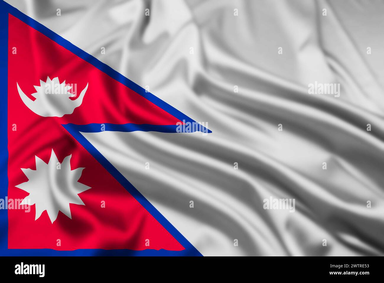 Die Flagge der Demokratischen Bundesrepublik Nepal, mit Ripple-Effekt Stockfoto