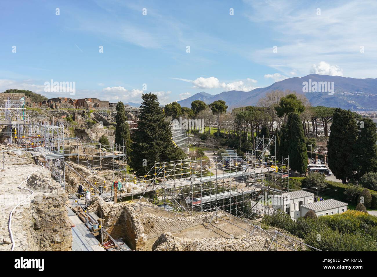 Pompeji, Neapel. Bauarbeiten in der Stadt Pompeji, einer antiken römischen Stadt in der Nähe von Neapel. Italien. Stockfoto