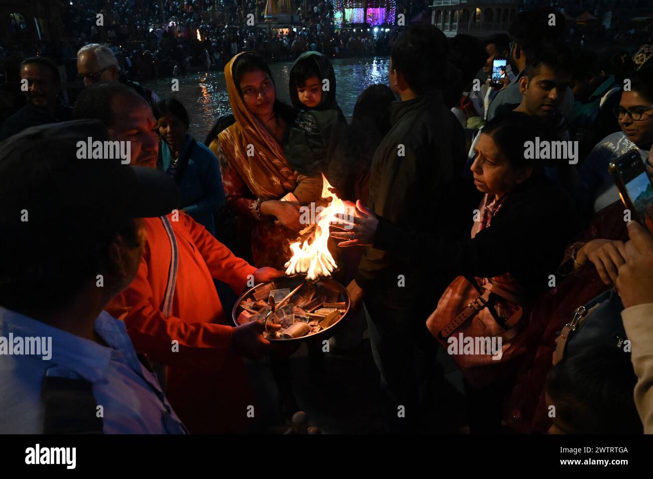 Arati in Haridwar, Uttarakhand, Indien. Stockfoto