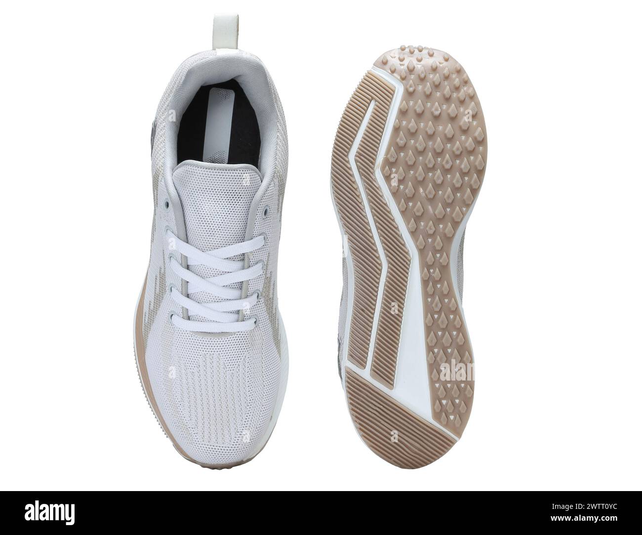Trendige und modische leichte Sneakers auf weißem Hintergrund Stockfoto