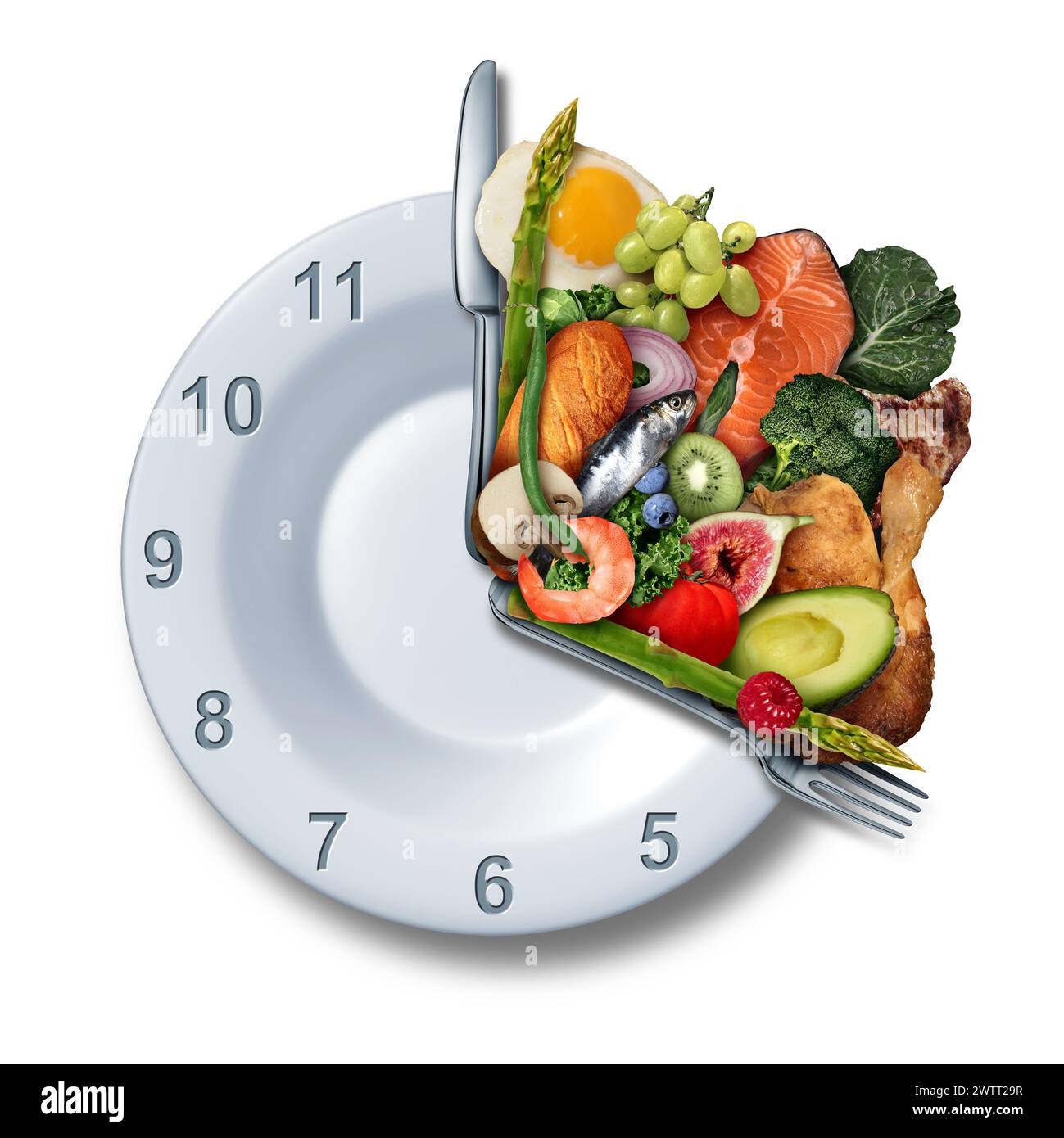 Intermittierendes Fasten oder zeitbeschränkte Ernährung und Kalorienbeschränkung Stockfoto