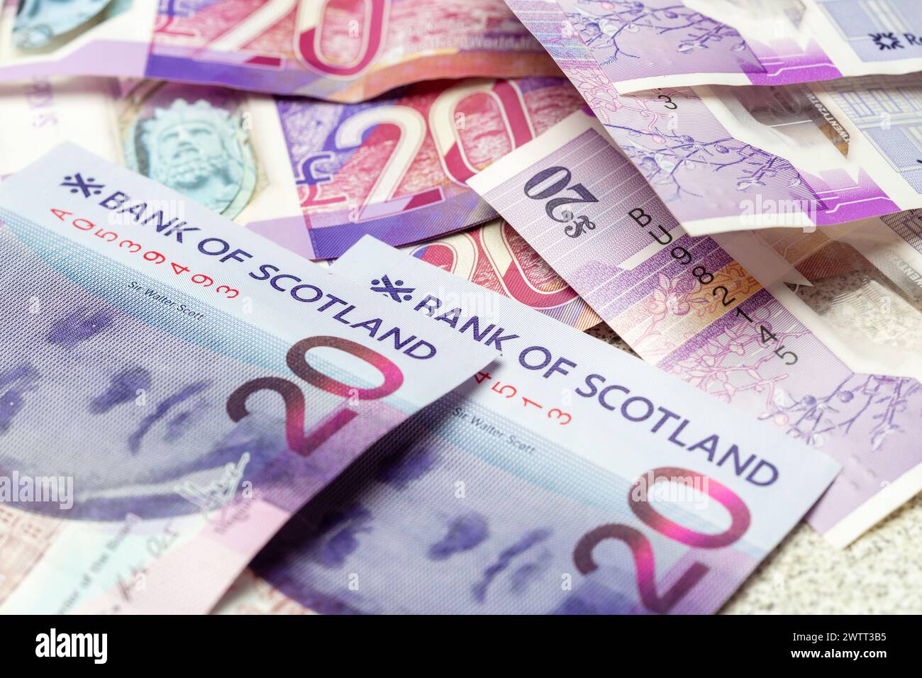 Schottische Banknoten im Wert von 20 £ Stockfoto