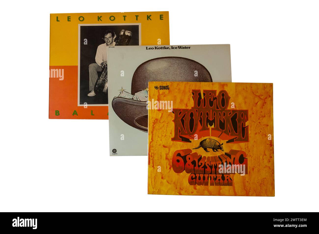 Leo Kottke 6 & 12 String Gitarre Vinyl Album Album Cover isoliert auf weißem Hintergrund Stockfoto