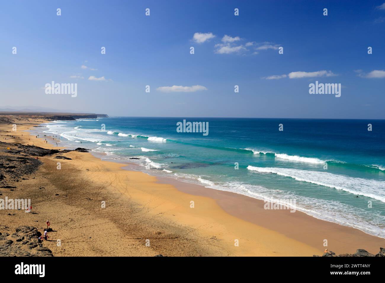 Playa Piedra Surfstrand, El Cotillo, Fuerteventura, Kanarische Inseln, Spanien. Stockfoto