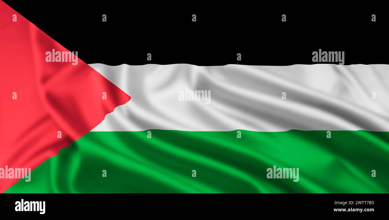 Die Flagge des Staates Palästina, ein nicht-Mitglied der Vereinten Nationen unter israelischer Besatzung, mit Ripple-Effekt Stockfoto
