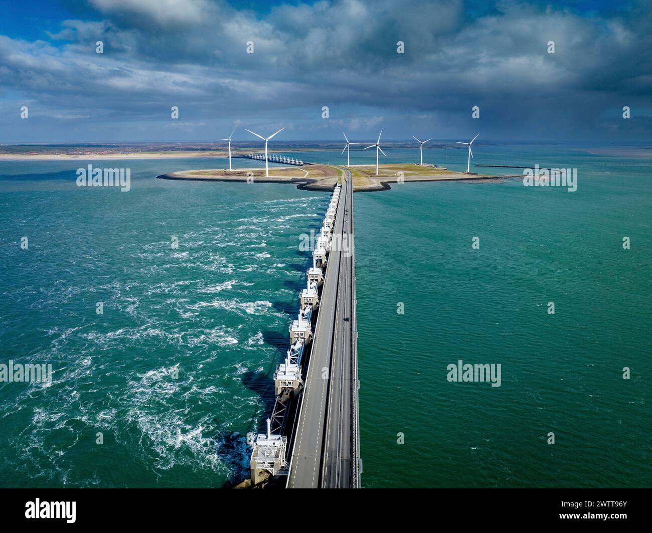 Neeltje Jans ist Teil der Oosterscheldekering als Arbeitsinsel Stockfoto