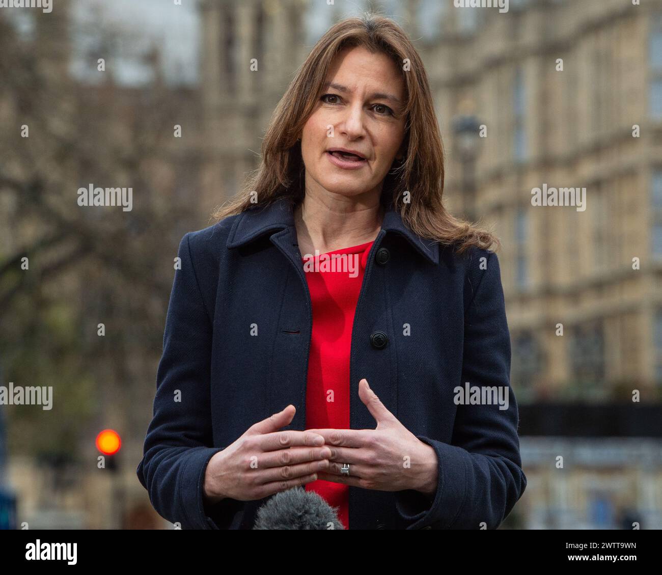 London, UK, 19. März 2024. Kulturministerin Lucy Frazer wird während der morgendlichen Medienrunde in Westminster gesehen. Autor: Thomas Krych/Alamy Live News Stockfoto