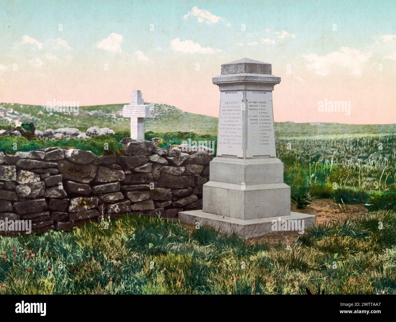 Gräber britischer Soldaten, Schlachtfeld von Majura Hill, Südafrika, um 1900 Stockfoto