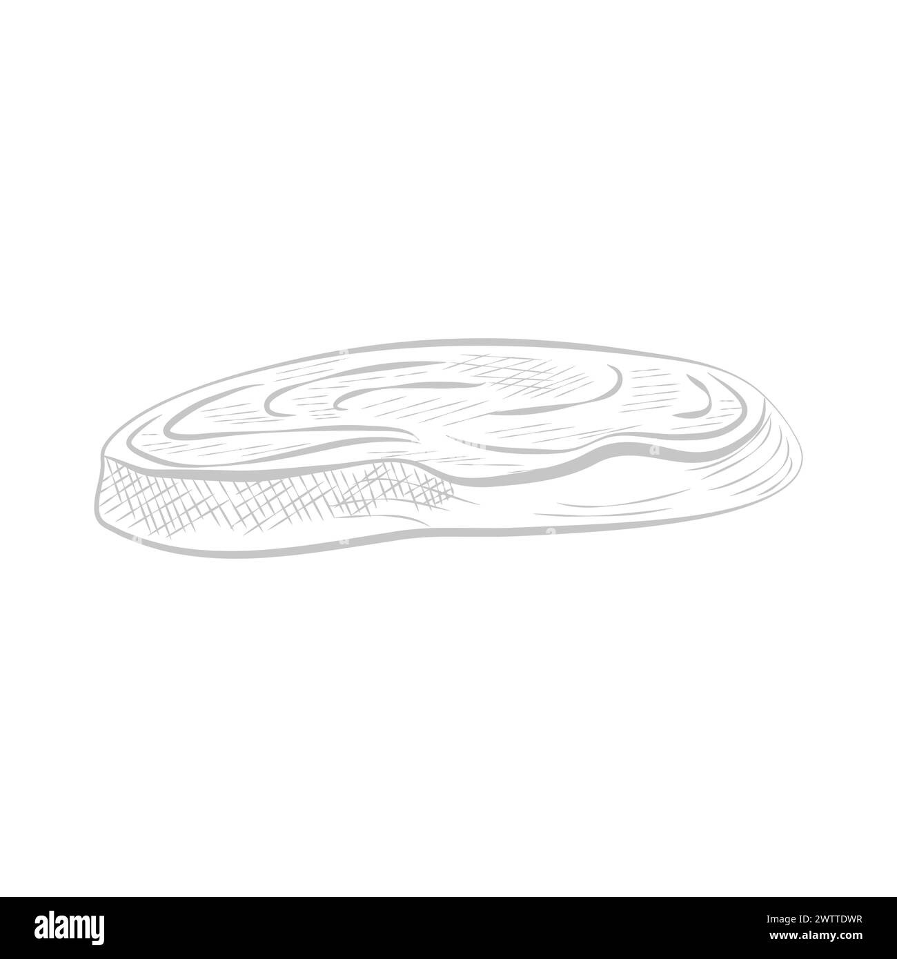 Fleisch rundes Steak, Linie Skizze Rindfleisch oder Kalb Kreis Abschnitt, Metzger Shop Produkt Vektor Illustration Stock Vektor