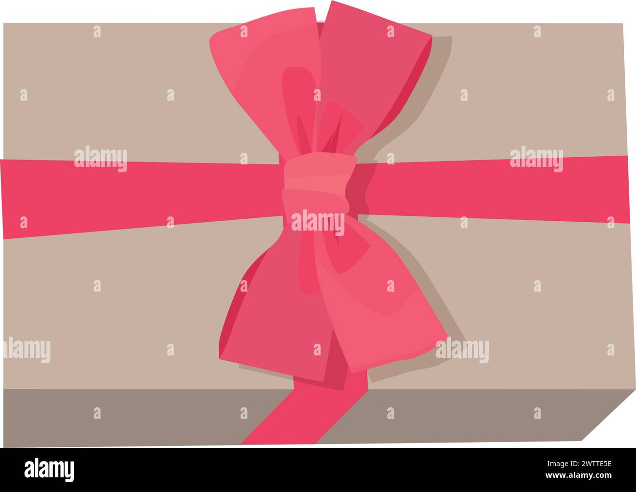 Geschenkbox mit rosafarbenem Schleifenband, Party-Farbsymbol Stock Vektor