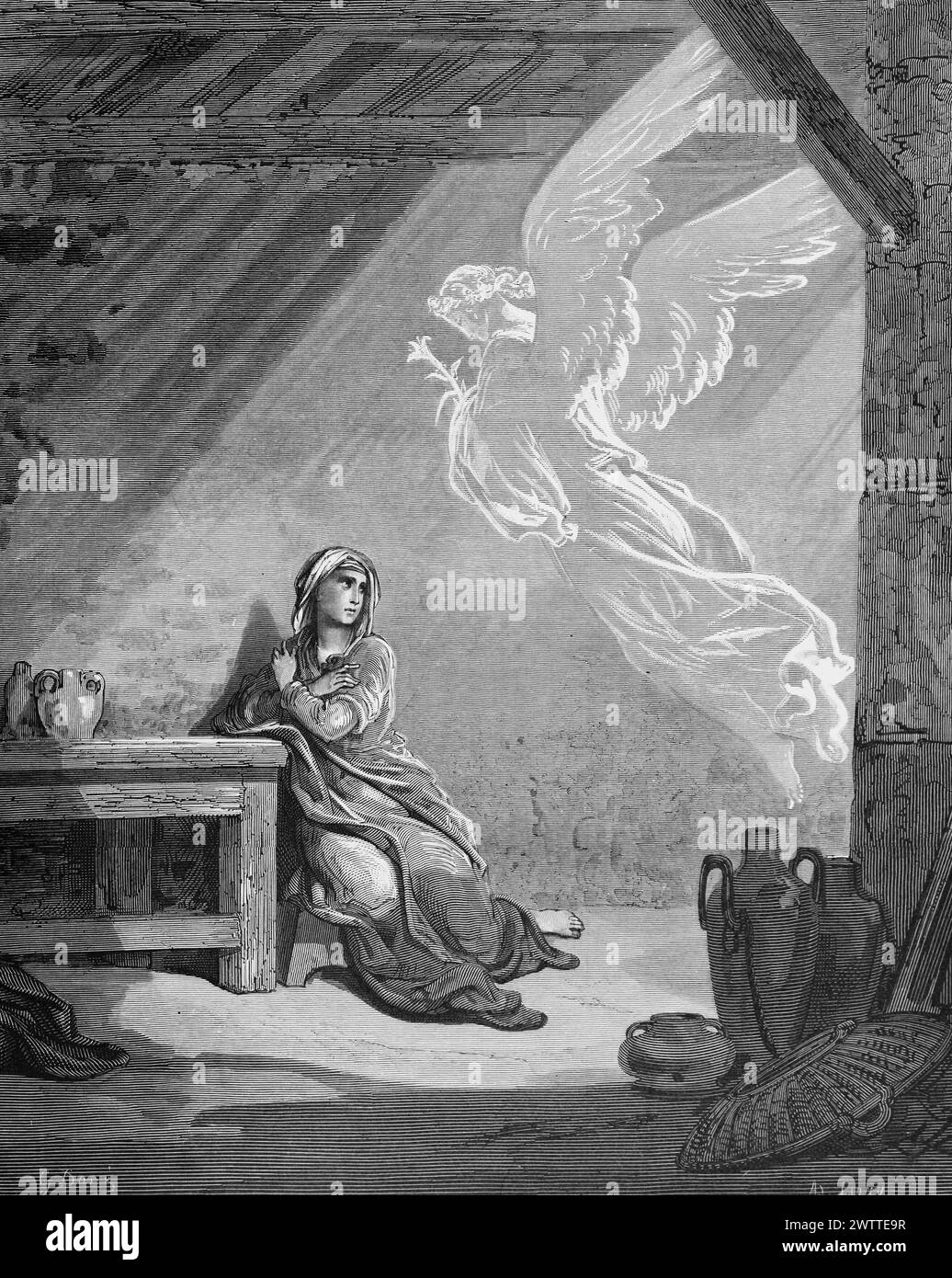 Die Verkündigung Mariens, Altes Testament, Bibel, Lukas 1, historische Andeutung 1886 Stockfoto