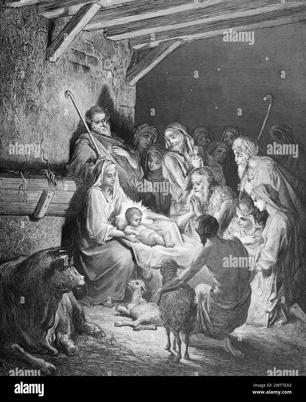 Geburt Jesu Christi in Bethlehem, Judäa, Altes Testament, Bibel, Jesaja, historische Anustration 1886 Stockfoto