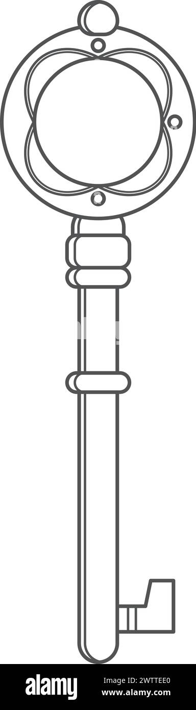 Schlüsselzeilen-Symbol. Elegantes Retro-Werkzeug aus Metall Stock Vektor