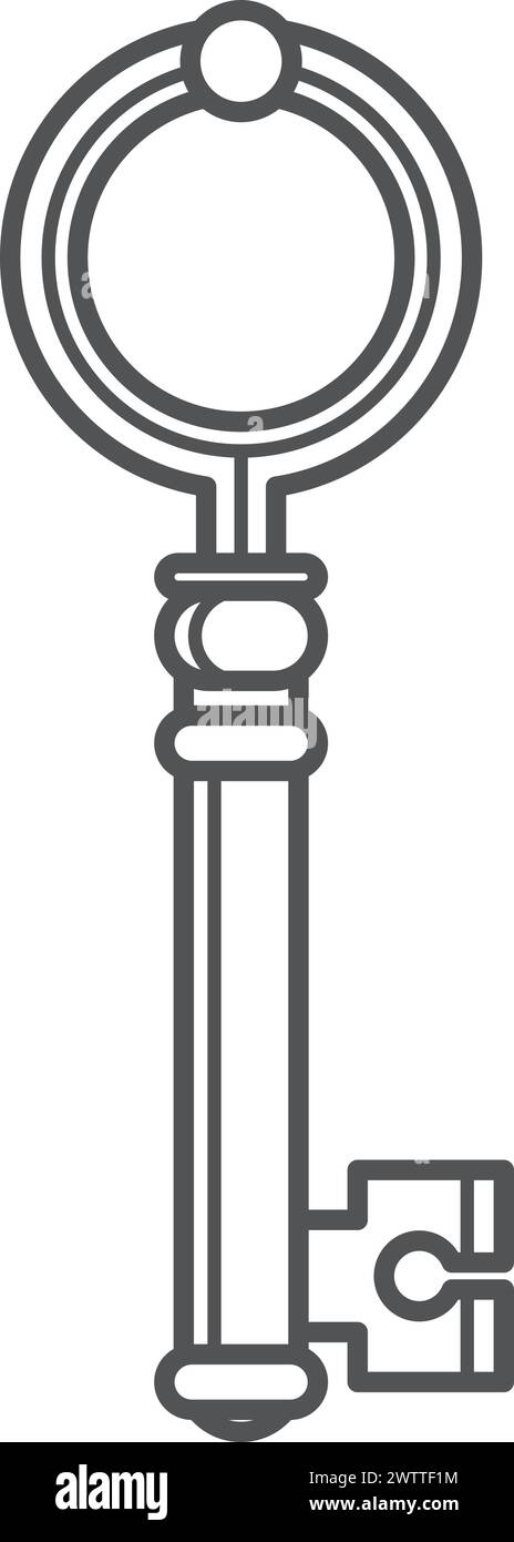 Retro-Metallschlüssel. Symbol Türzugangsleitung Stock Vektor