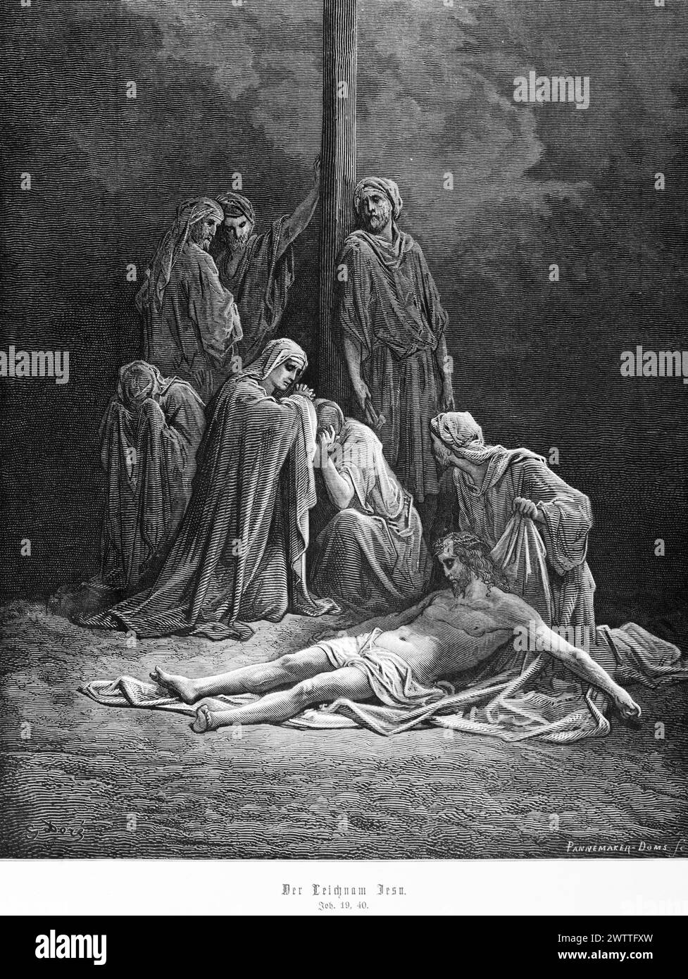 Jesu Leiche, Johannes, Kapitel 19, Neues Testamemt, Bibel, historische Abbildung 1886 Stockfoto