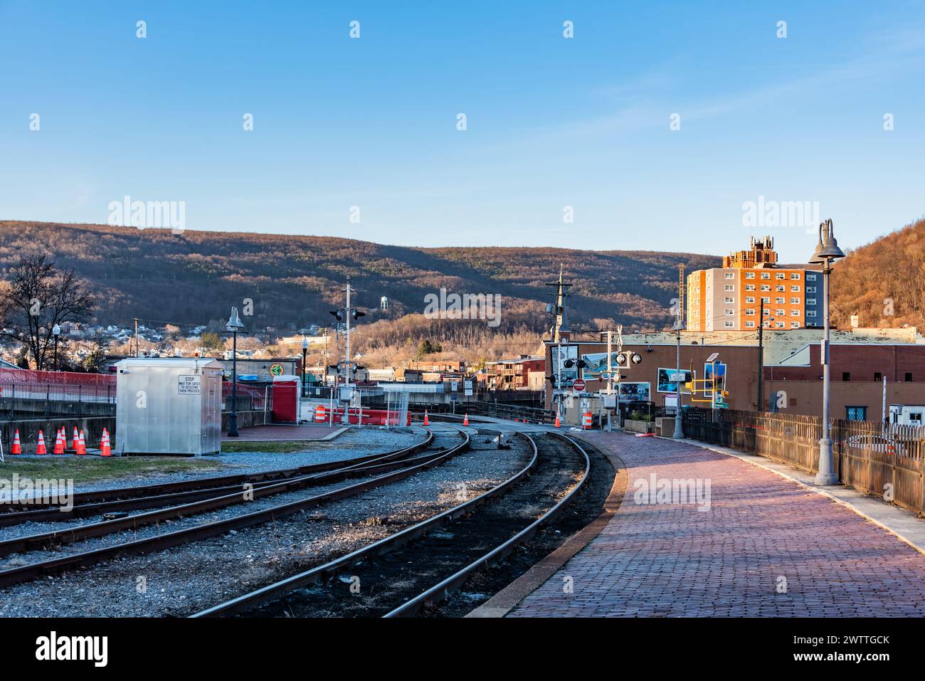 Blick auf Cumberland Maryland vom Bahnhof USA Stockfoto