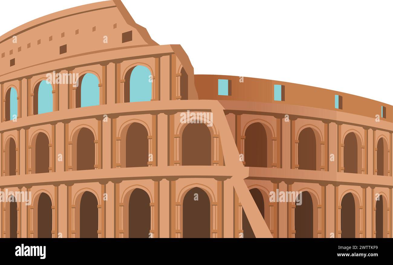 Rom Wahrzeichen der Reise-Cartoon-Ikone. Italienisches kolosseum Stock Vektor