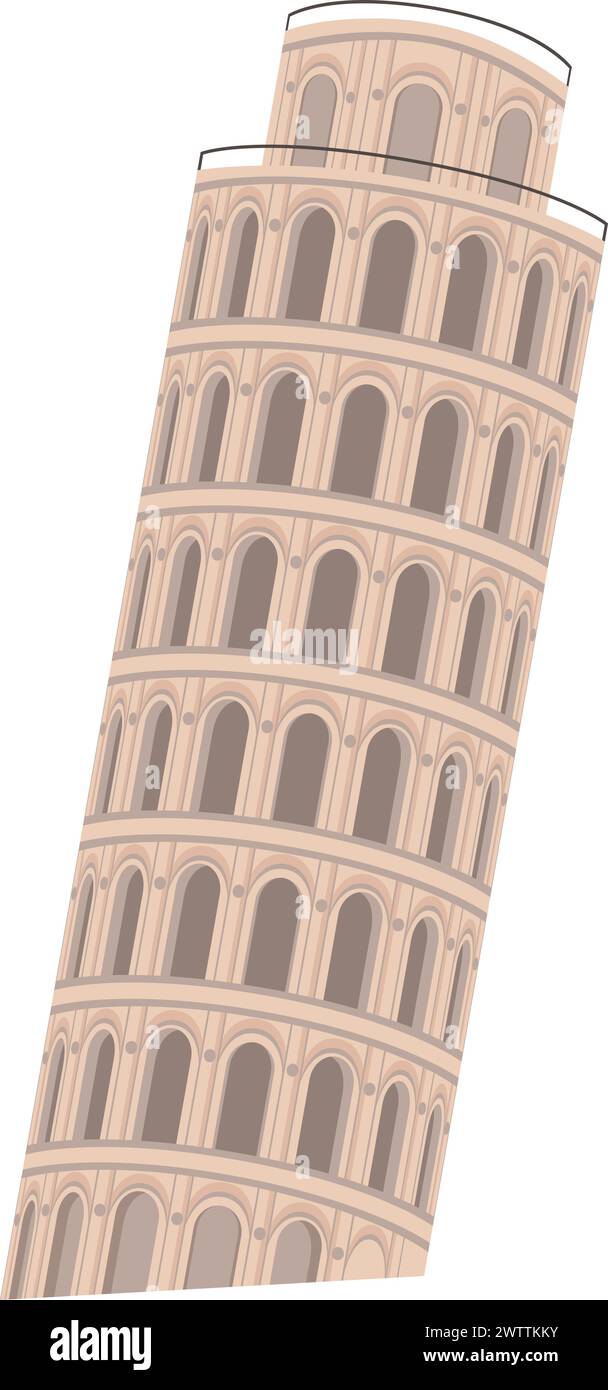 Schiefer Turm von Pisa Reise Wahrzeichen Zeichentricksymbol Stock Vektor