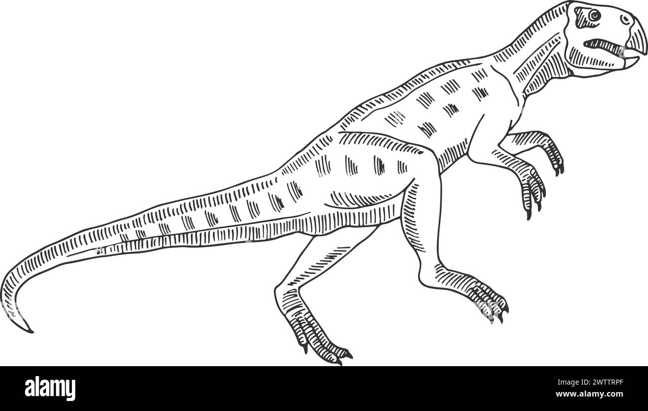 Jurassische Tierskizze. Handgezeichneter Dinosauriercharakter Stock Vektor