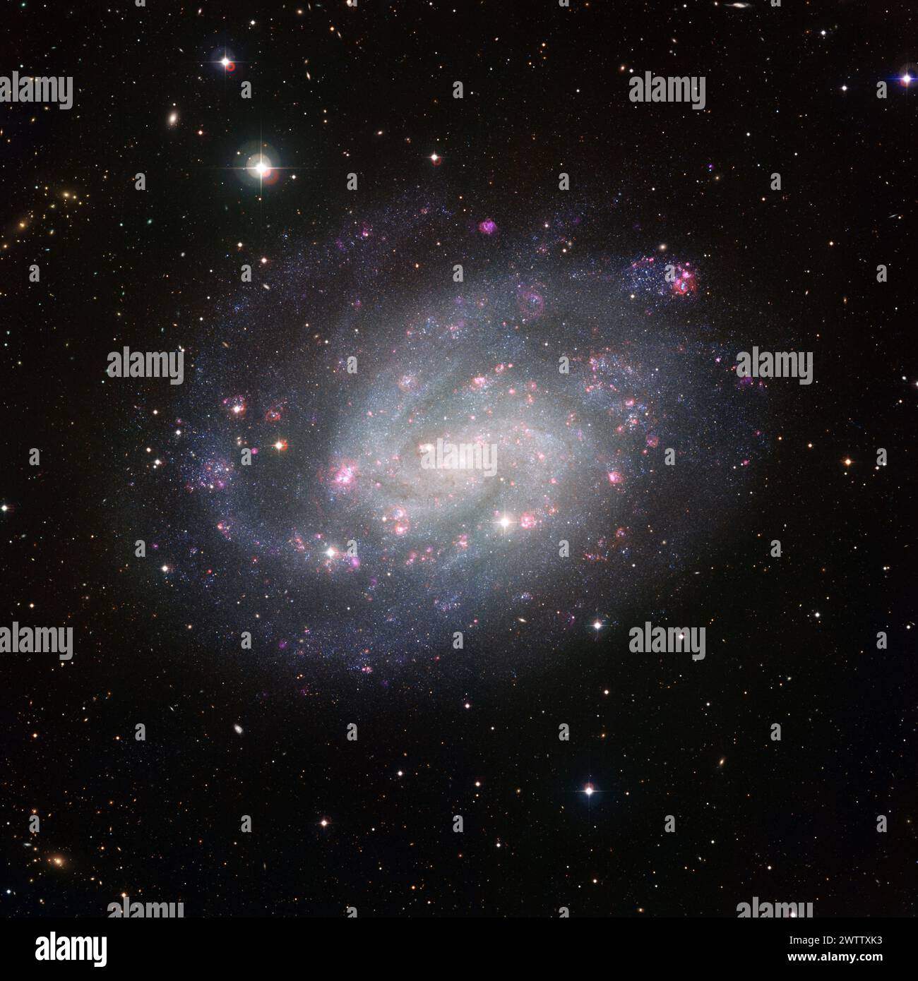 Spiralgalaxie mit Sternen und kosmischem Staub. Stockfoto