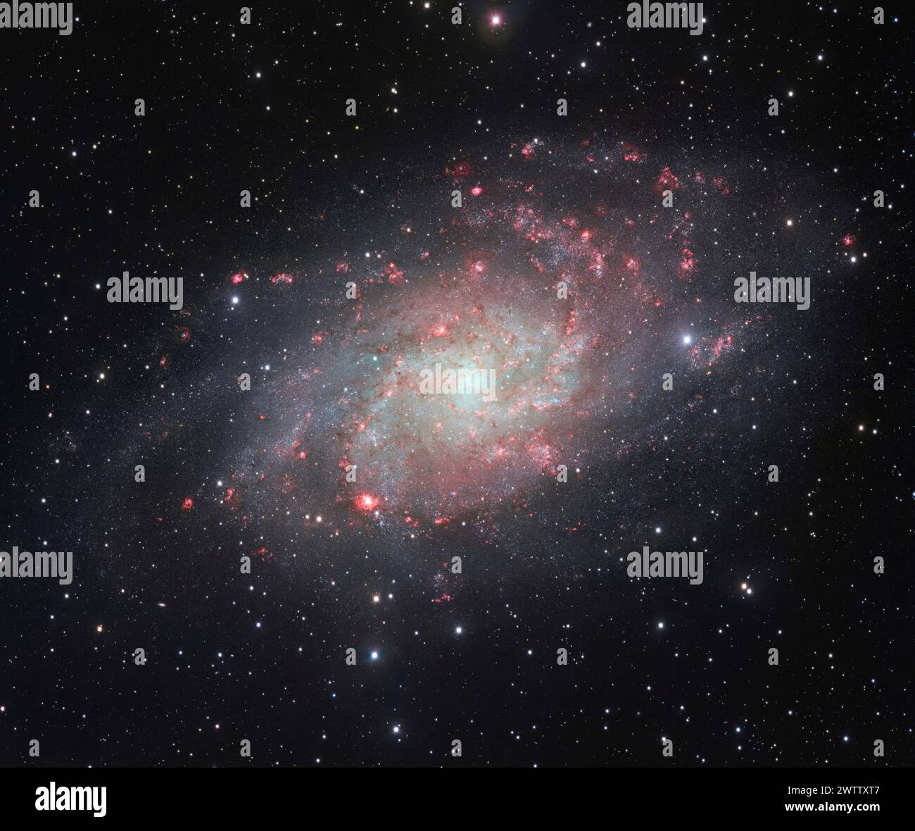 Spiralgalaxie mit Sternen und kosmischem Staub. Stockfoto