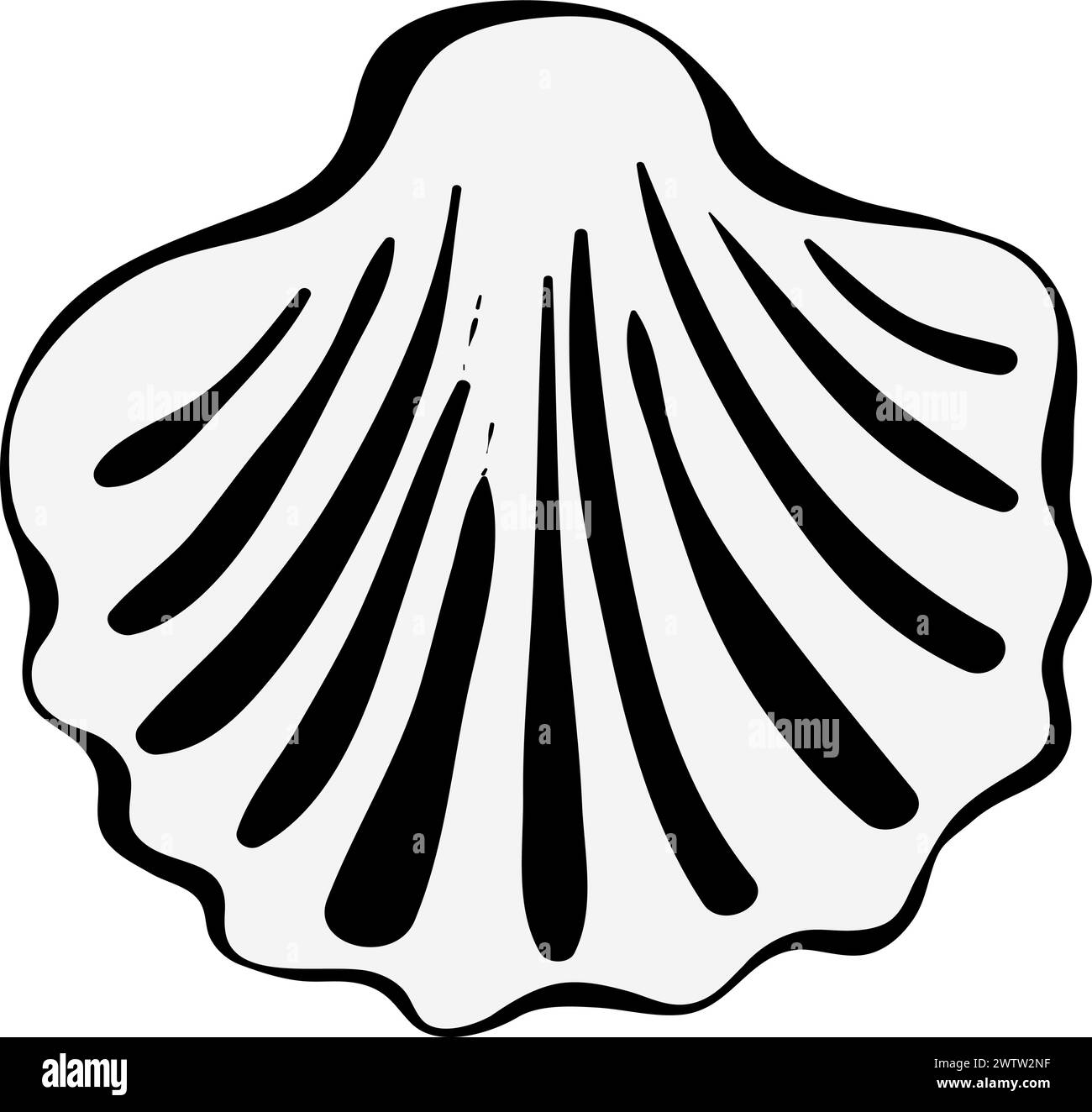 Zeichnung der Strandhülle. Schwarzes Symbol der Meeresmuschel Stock Vektor