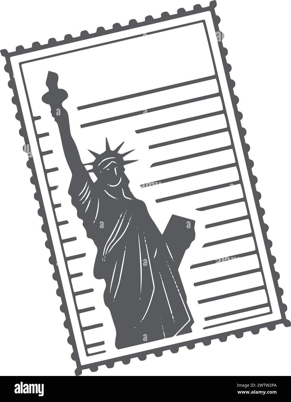 US Liberty Statue Etikett. Schwarzer Aufkleber für Reisetouristen Stock Vektor