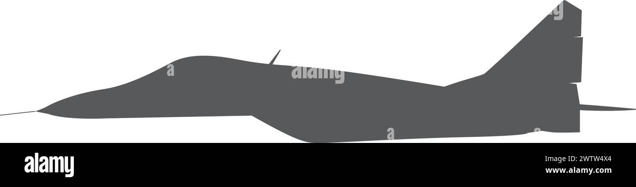 Schwarze Silhouette für Militärflugzeuge. Jagdflugzeug-Symbol Stock Vektor