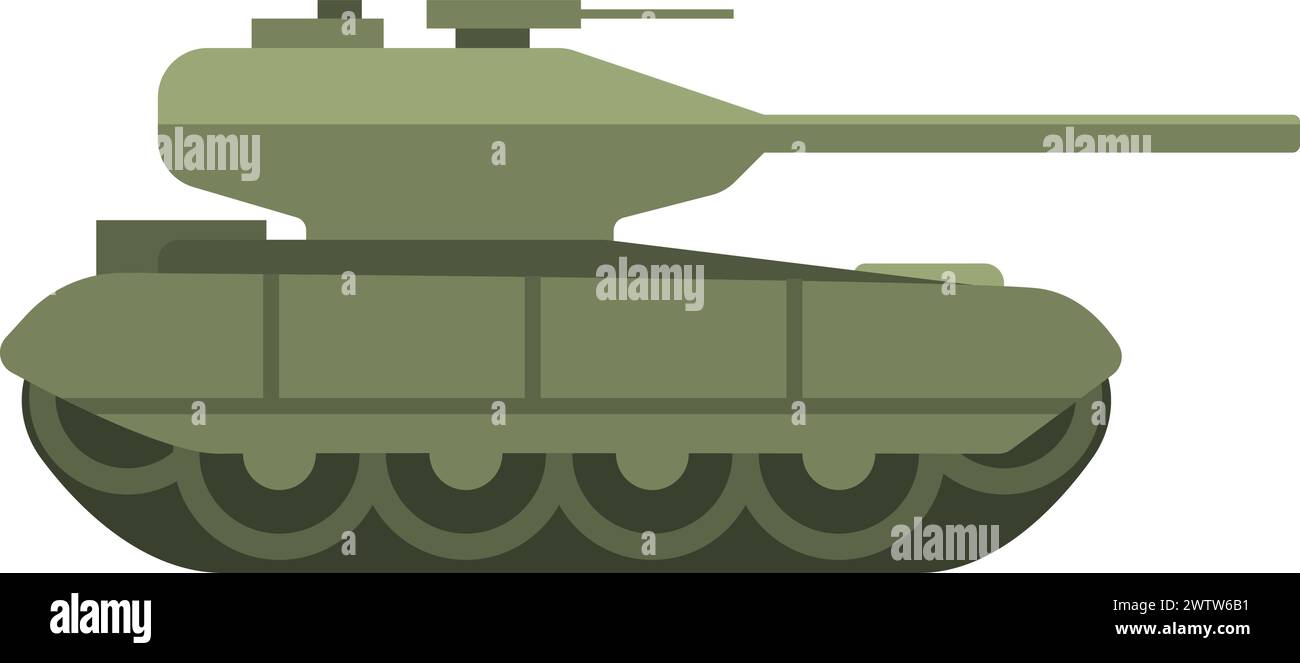 Grüner Tank. Farbsymbol für gepanzertes Fahrzeug Stock Vektor