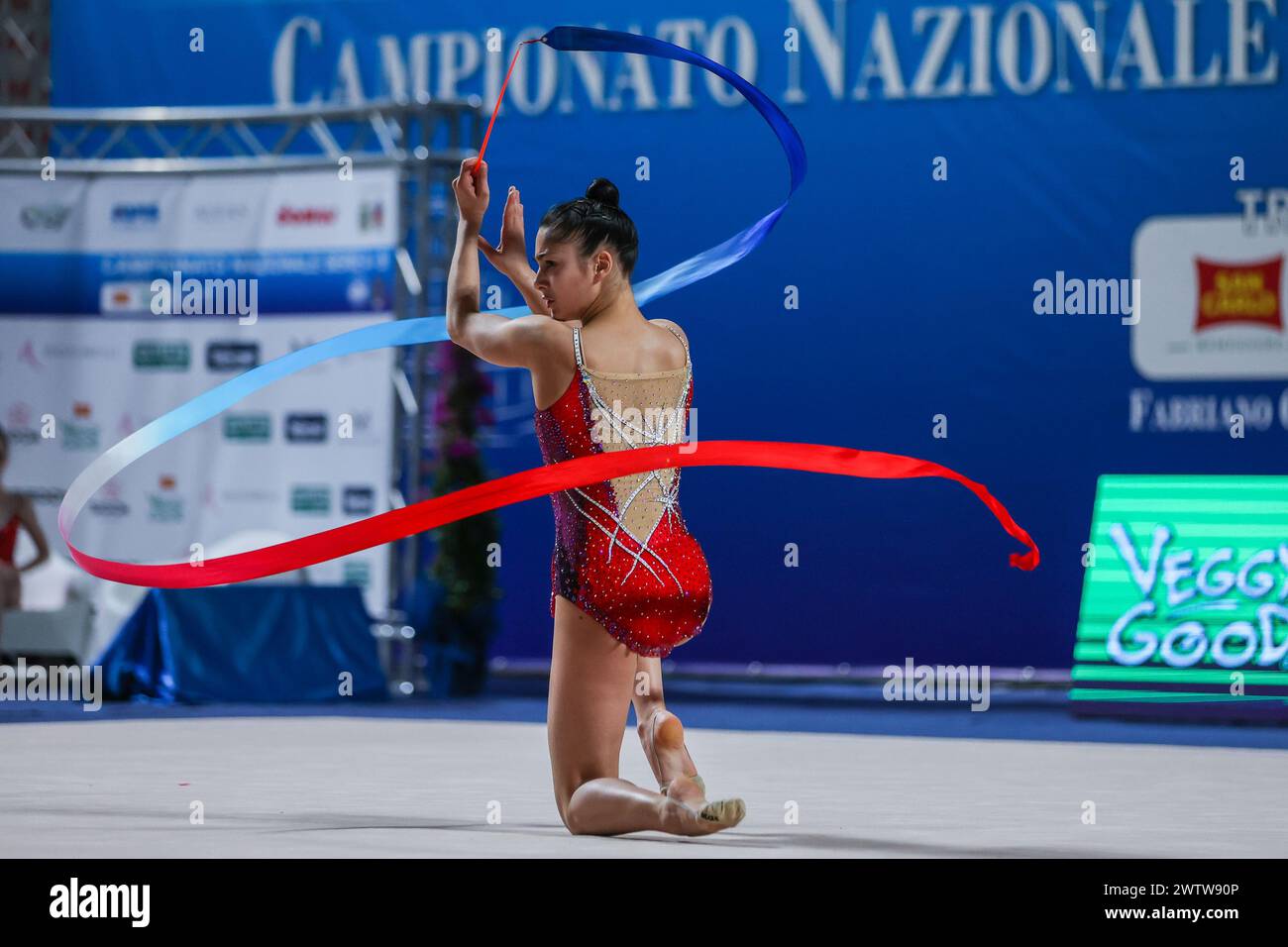 Sofia Raffaeli von Ginnastica Fabriano in Aktion während der Rhythmic Gymnastics FGI Serie A 2024 bei PalaPrometeo. Rhythmic Gymnastics FGI Serie A 2024 bei PalaPrometeo. Stockfoto