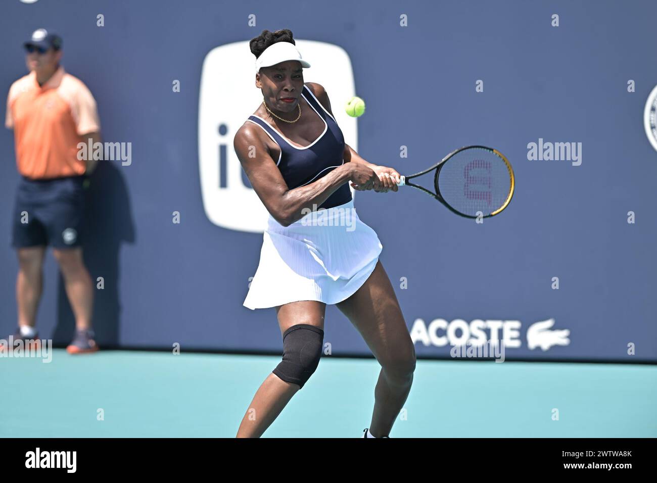 Miami Gardens, Usa. März 2024. MIAMI GARDENS, FL - 19. MÄRZ: Venus Williams spielt im ersten Spiel bei den Miami Open im Hard Rock Stadium in Miami Gardens, FL (Foto: Michele Eve Sandberg/SIPA USA) Credit: SIPA USA/Alamy Live News Stockfoto