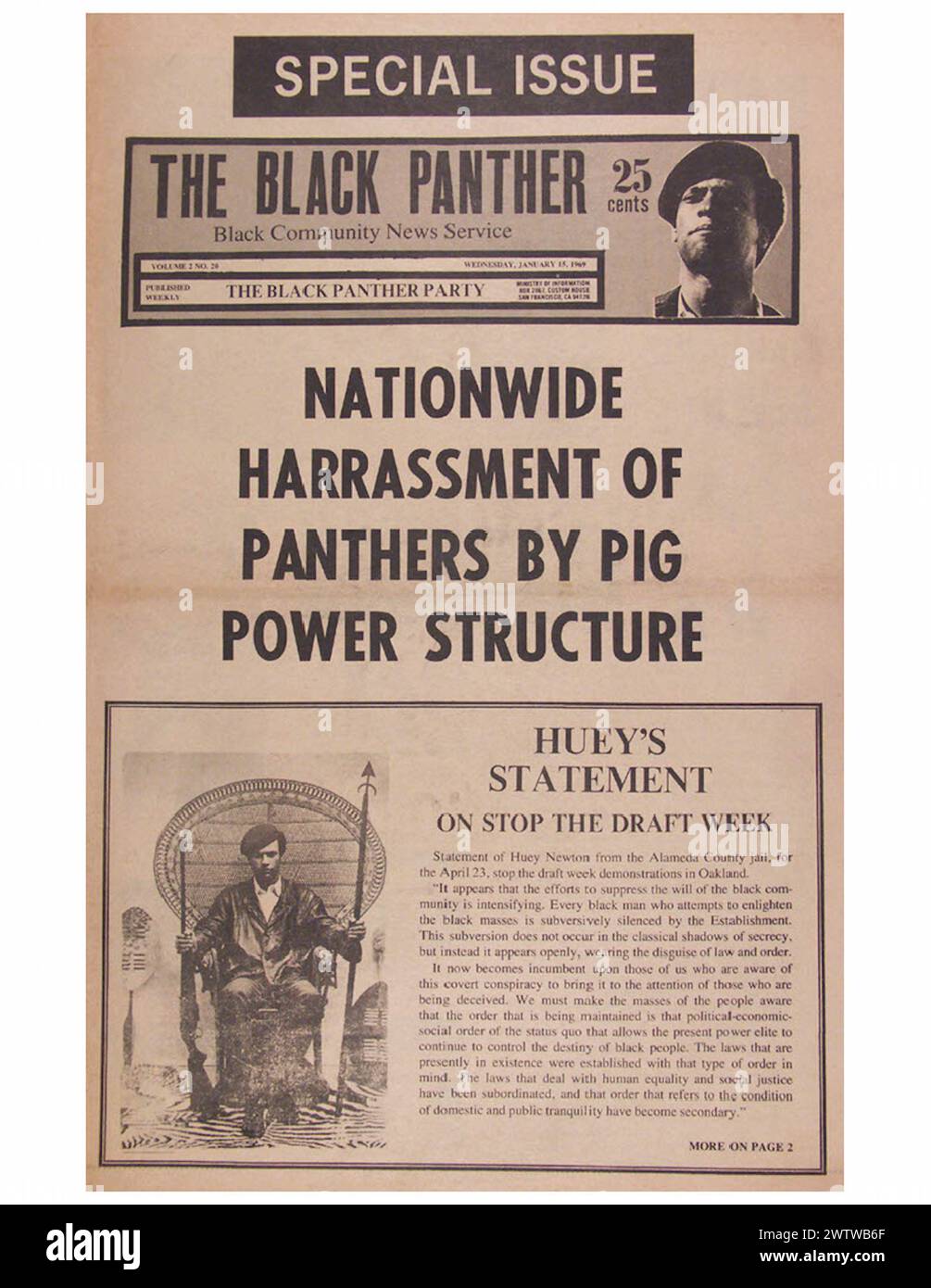 Die Zeitung Black Panther Party Stockfoto