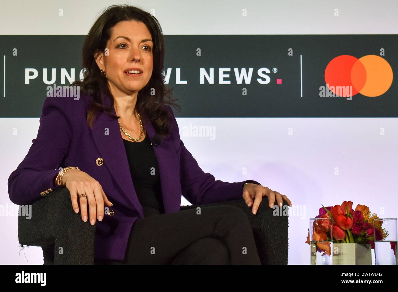 Linda Kirkpatrick, Präsidentin von Mastercard Americas, beim Punchbowl News Digital Payments Economy Summit, 19. März 2024 Stockfoto