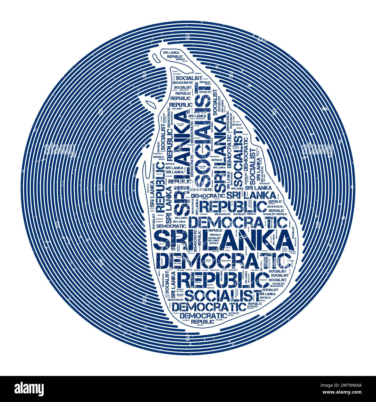 Sri Lanka Vektorbild. Country Round-Logo-Design. Sri Lanka-Poster in Kreisbögen und Wortwolken-Stil. Klassische Vektorillustration. Stock Vektor