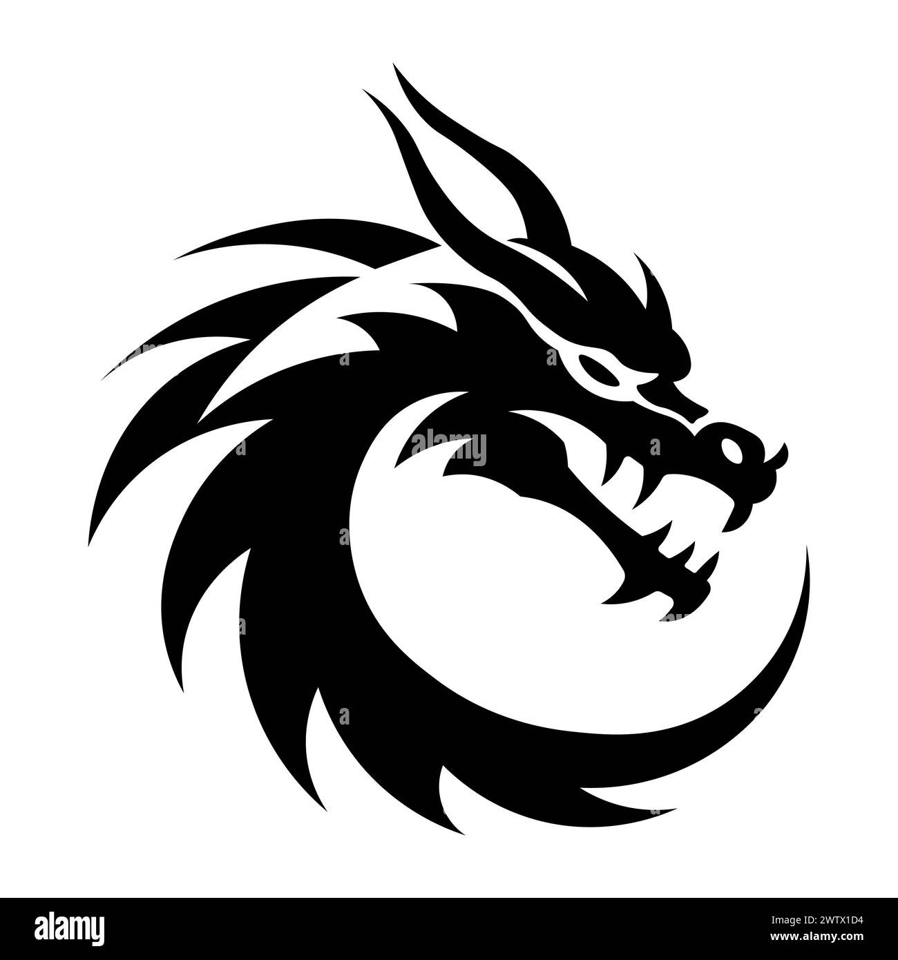 Schwarzes Vektor-Drachen-Symbol auf weißem Hintergrund Stock Vektor