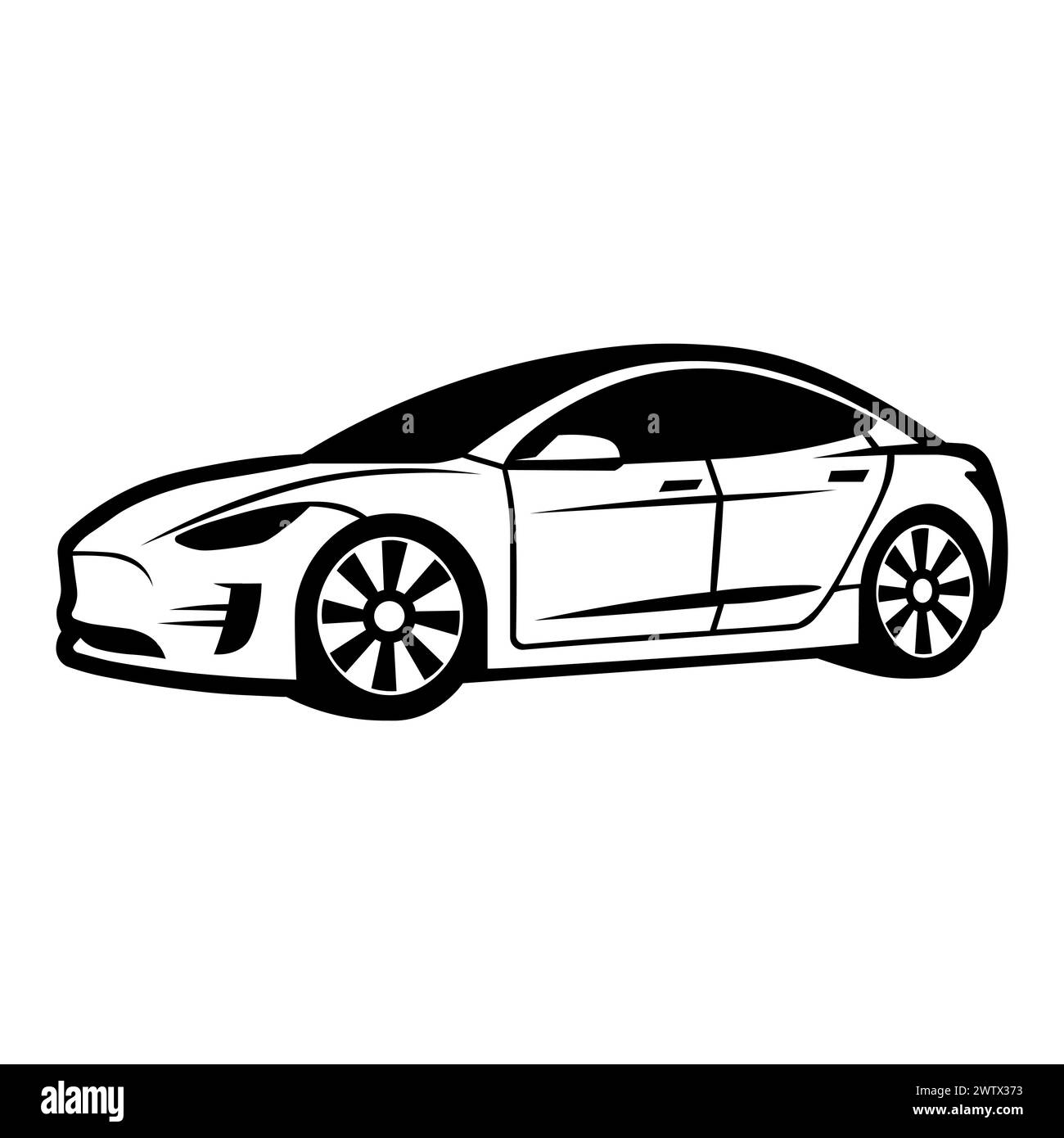 Schwarzes Vektor-Symbol für Elektrofahrzeuge auf weißem Hintergrund Stock Vektor