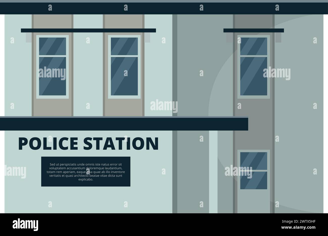 Fassade der Polizeiwache. Außenansicht des City Service Gebäudes Stock Vektor