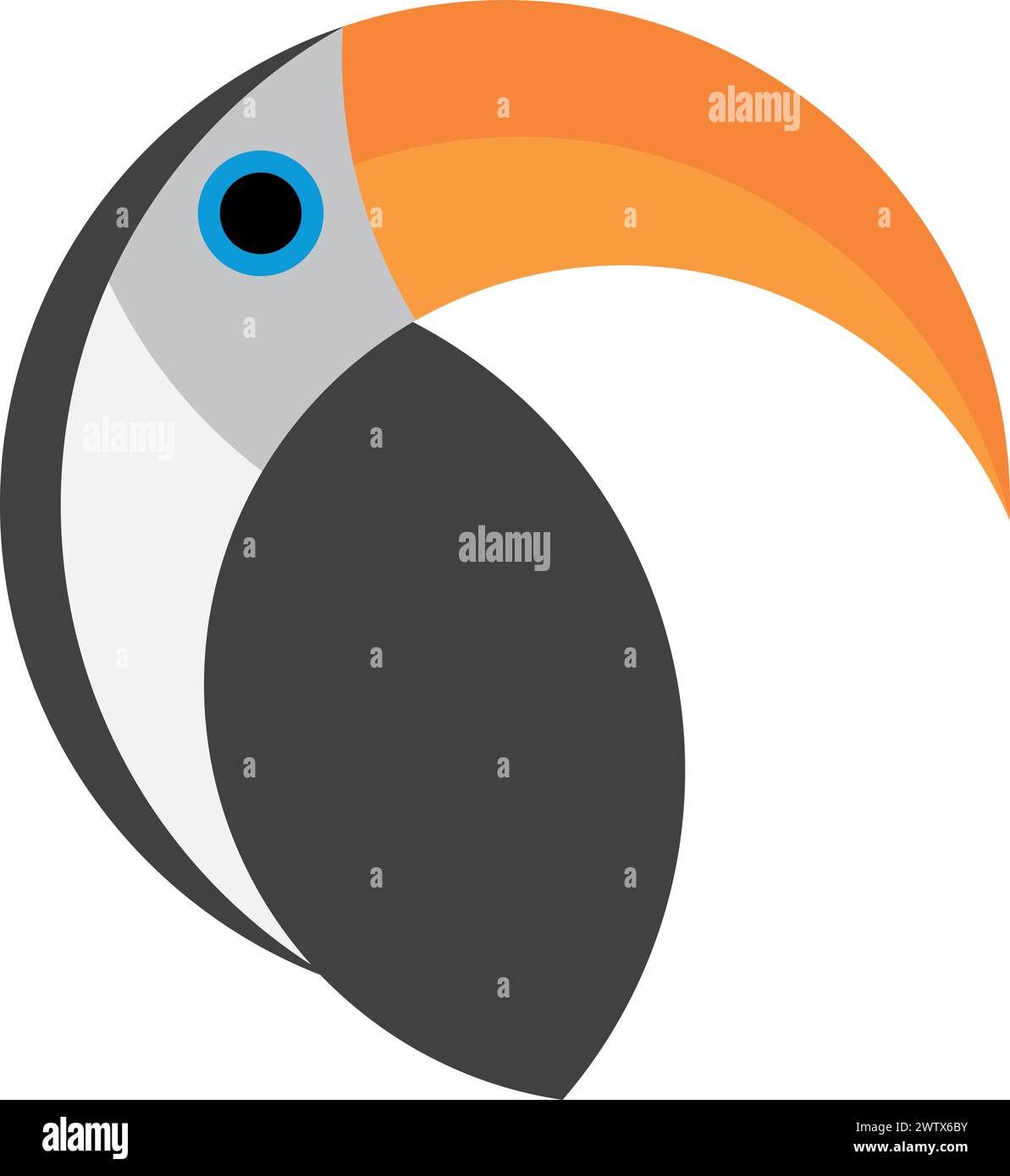 Tukan-Vogel-Symbole. Flache Illustration von Tukan Papageienvogel Vektorsymbolen isoliert Stock Vektor