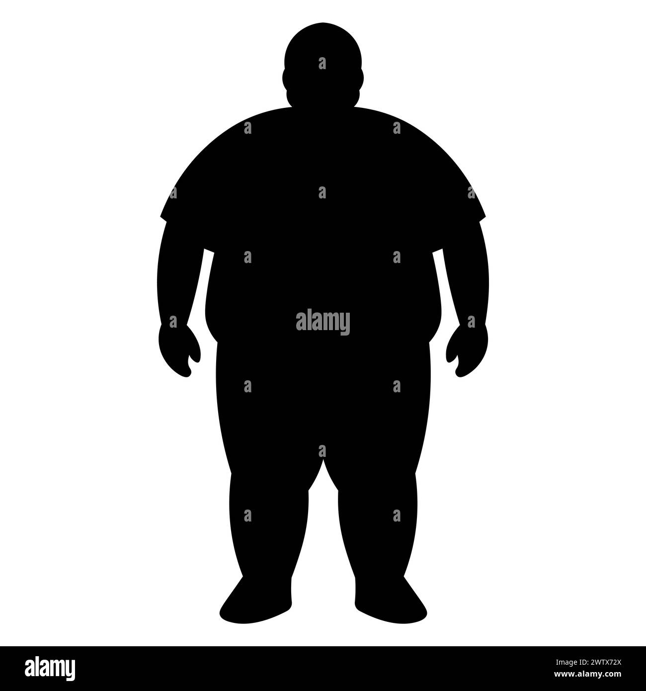 Schwarzer Vektor fette Mann Silhouette weißer Hintergrund Stock Vektor