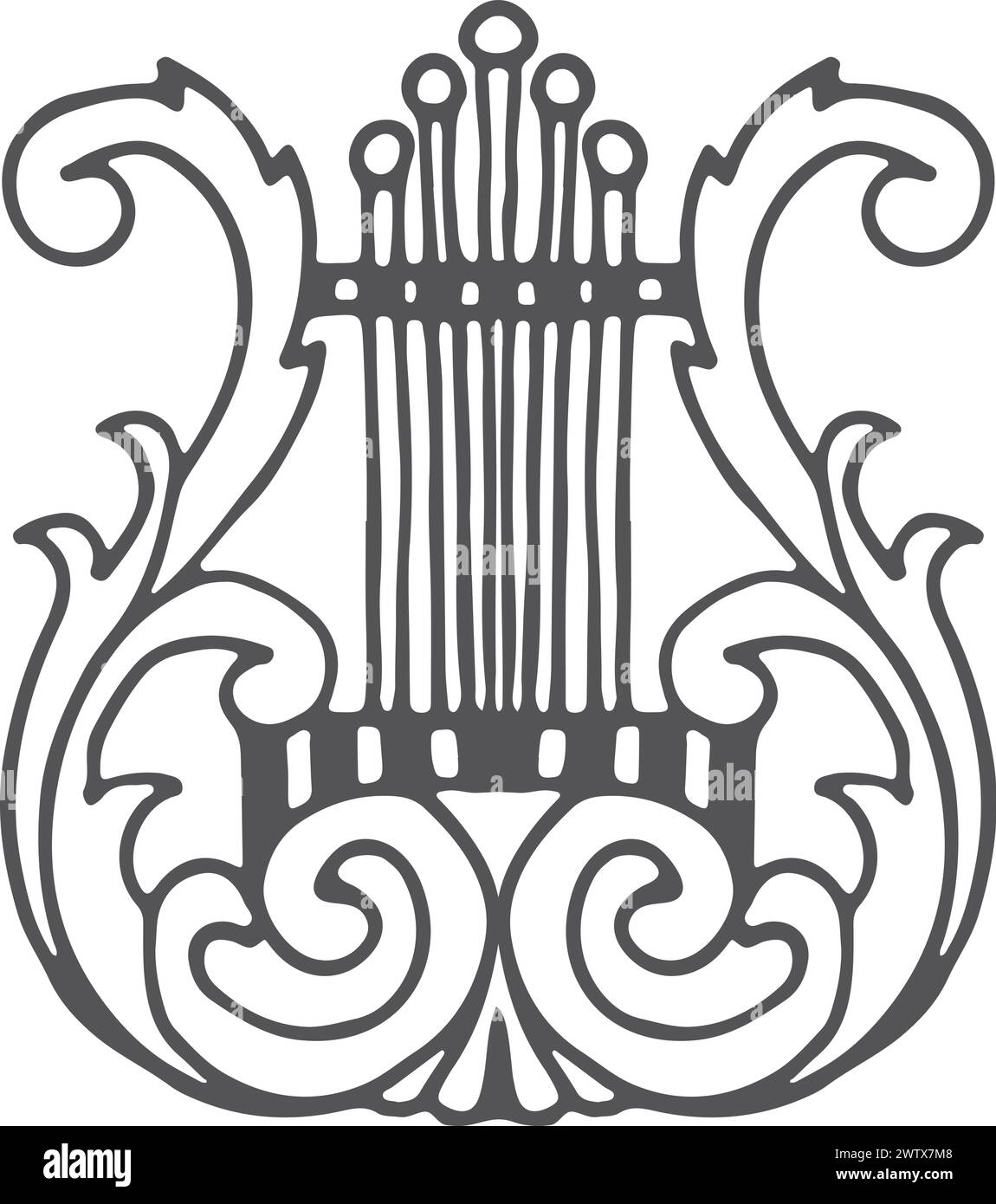 Leier-Symbol. Symbol für alte Musik. Saiteninstrument Stock Vektor