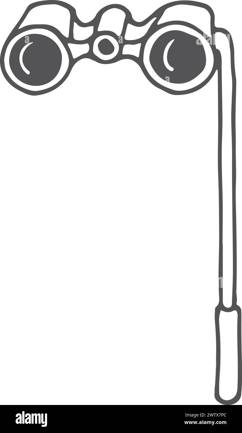 Theater-Ferngläser kritzeln. Vinatge Operngläser am Griff Stock Vektor