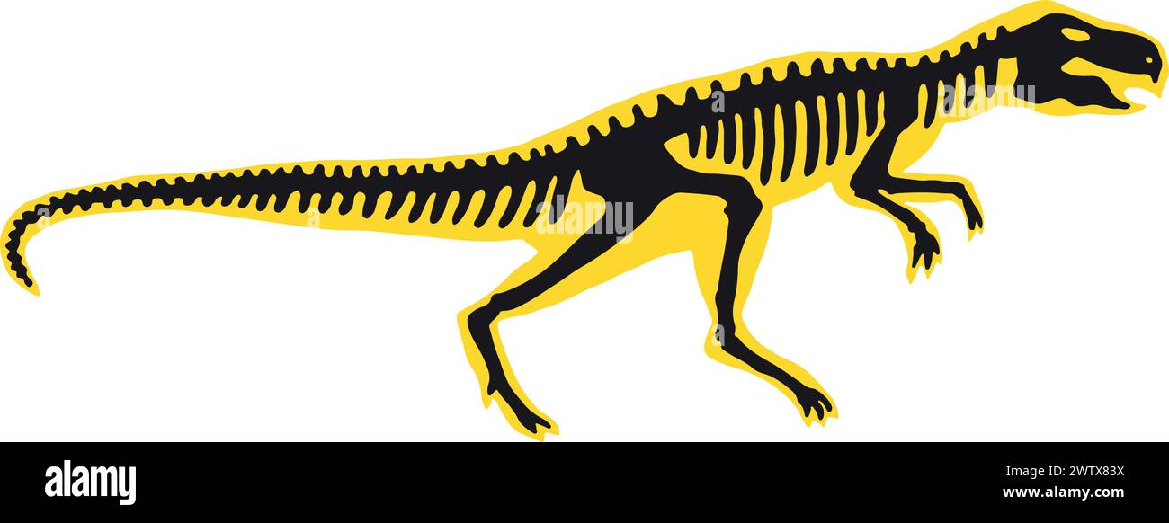 Dinosaurierskelett. Prähistorische antike Reptilien farbenfrohe Ikone Stock Vektor