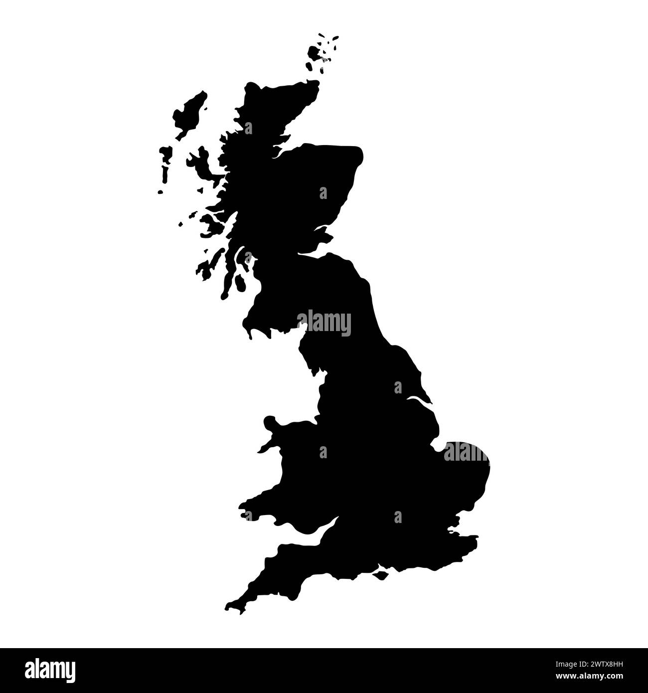 Schwarze Vektor-großbritannien-Karte auf weißem Hintergrund Stock Vektor