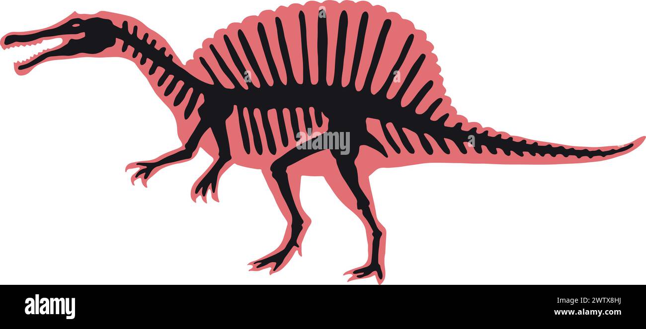 Uraltes Monster Skelett. Farbenfroher Dinosaurier. Prähistorisches Reptil Stock Vektor