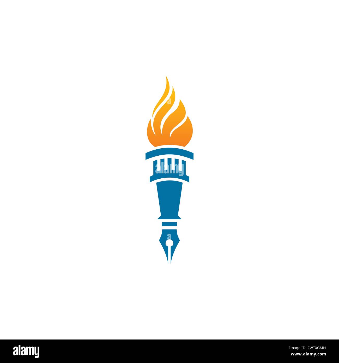 Logodesign Mit Taschenlampe. Bleistift Feuer-Logo Stock Vektor