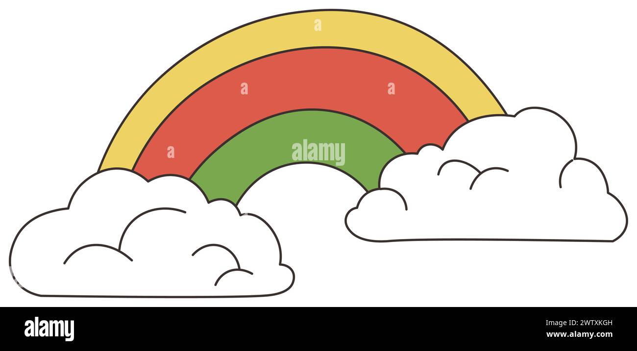 Regenbogen- und Wolken-Vektorszene Stock Vektor