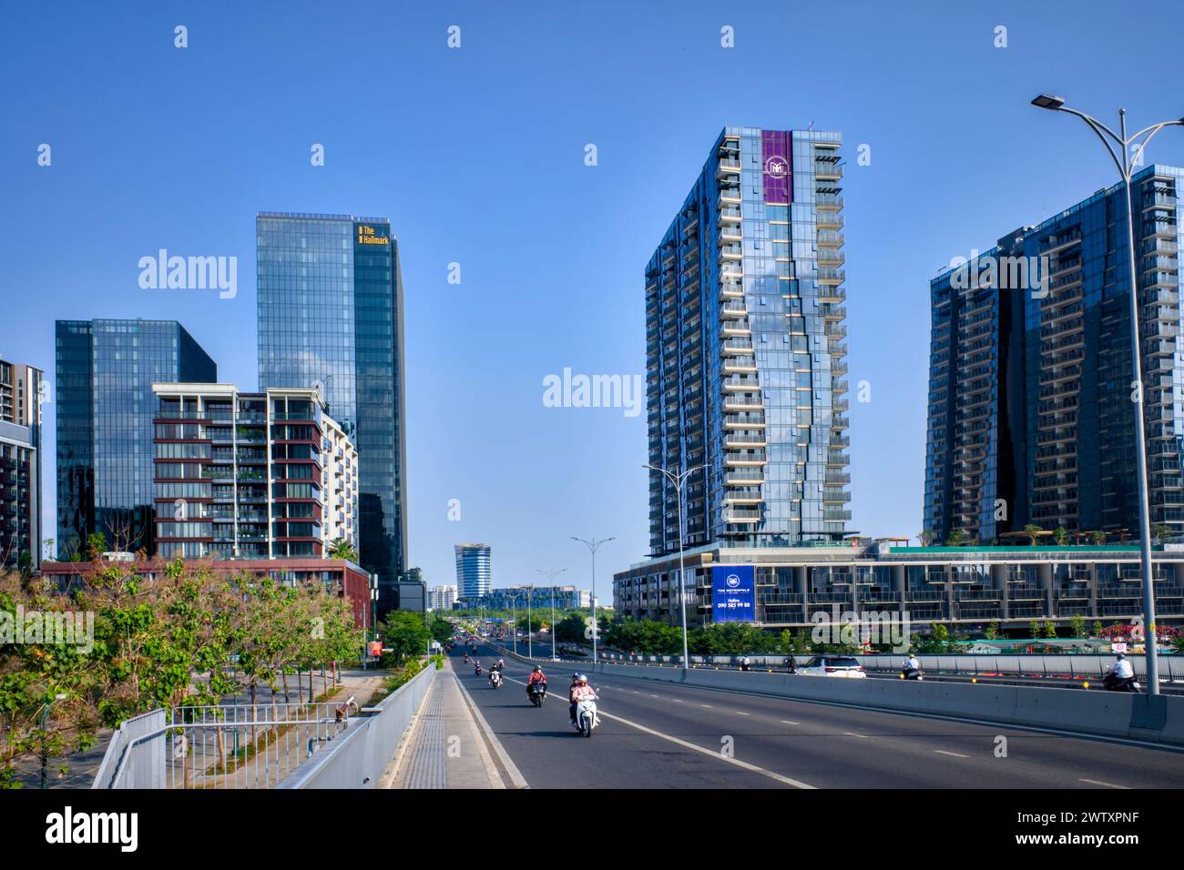 Thu Thiem District, Teil der neuen Thu Duc City Entwicklung, Ho Chi Minh City, Vietnam Stockfoto