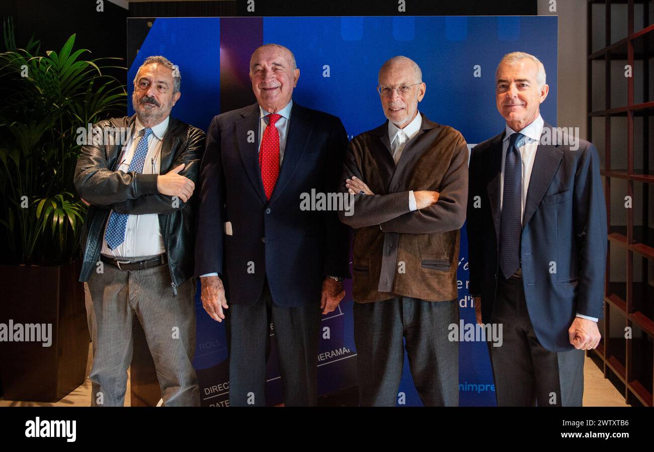 Roma, Italien. März 2024. Conferenza Stampa al Cinema Barberini dell'evento Filmimpresa che si terrà alla Casa del Cinema dal 9 al 14 Aprile. Nella foto Giampaolo Letta, Gabriele Salvatores, Mario Sesti e Alberto Tripi - Cronaca - Roma, Italia - Martedì, 20 Marzo 2024 (Foto Valentina Stefanelli/LaPresse) Pressekonferenz der Filmimpresa im Barberini Cinema, Fotos mit gabriele Salvatores, Mario Sesti, Giampalo Letta. News - Rom, Italien - Donnerstag, 20. März 2024 (Foto Valentina Stefanelli/LaPresse) Credit: LaPresse/Alamy Live News Stockfoto